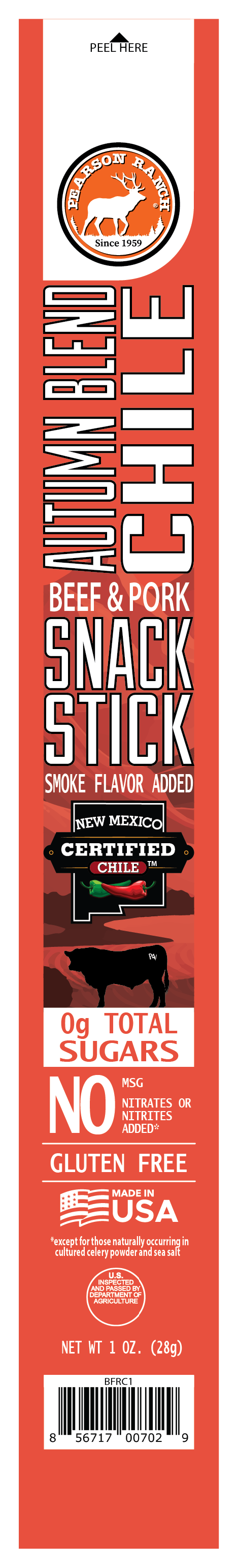 Wholesale Autumn Blend Chile Beef & Pork Snack Stick 1oz - (order in EACH quantities)