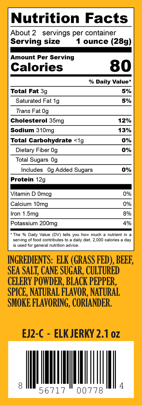 Wholesale Elk Jerky 2.1oz - (order in EACH quantities)