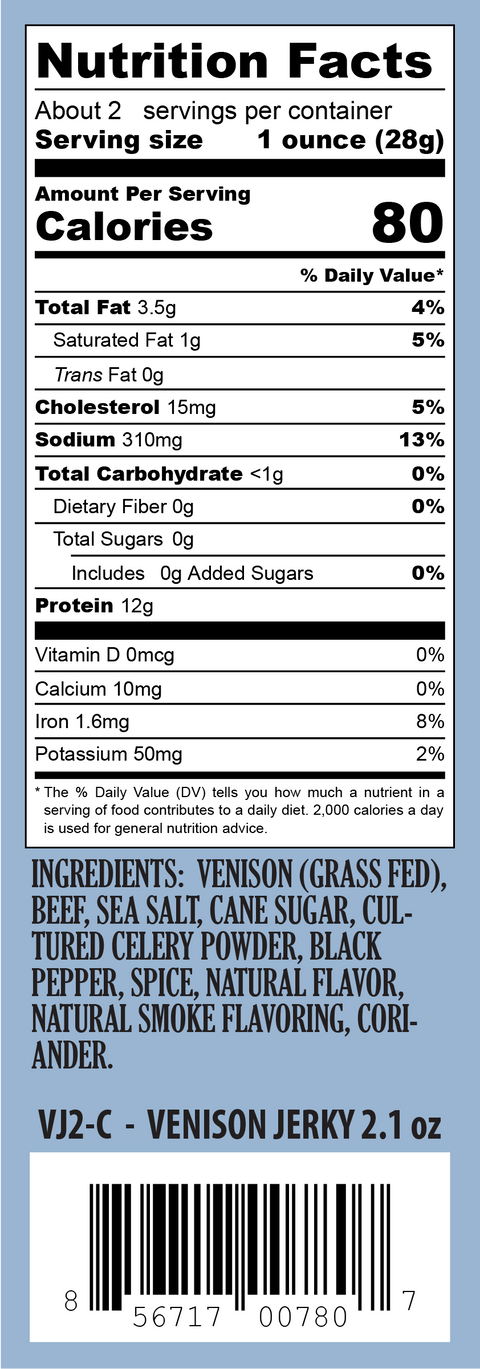 Wholesale Venison Jerky 2.1oz - (order in EACH quantities)
