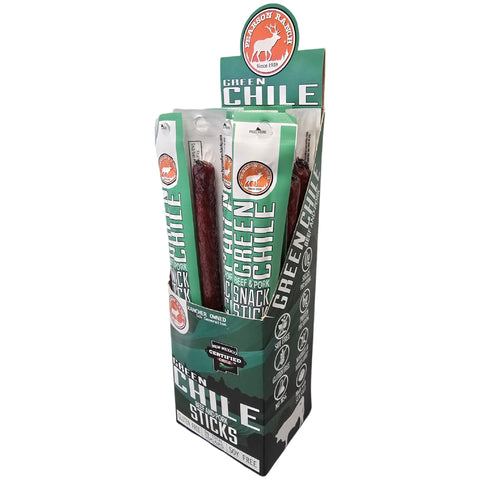 Wholesale Green Chile Beef & Pork Snack Stick - 24 count caddy