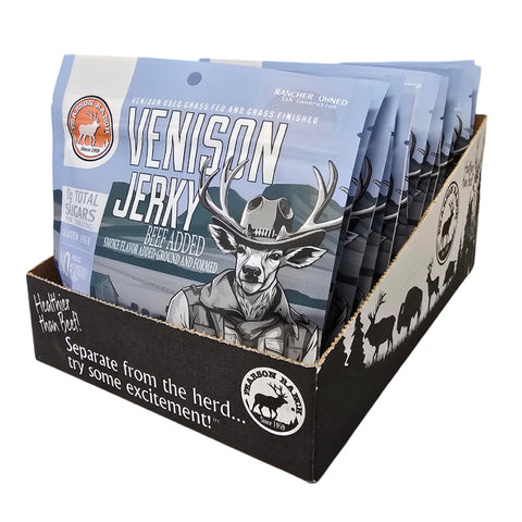 Wholesale Venison Jerky Display Tray - 12 each 2.1oz Resealable Bags