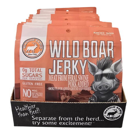 Wholesale Wild Boar Jerky Display Tray - 12 each 2.1oz Resealable Bags