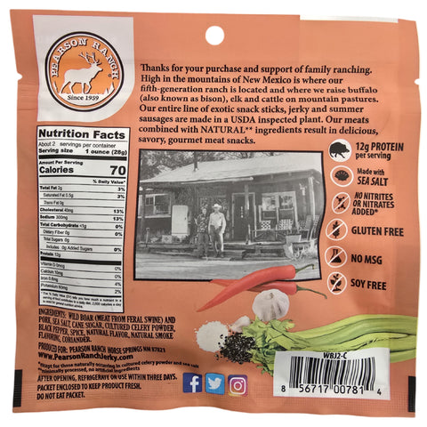 Wild Boar Jerky - 2.1oz Resealable Bag