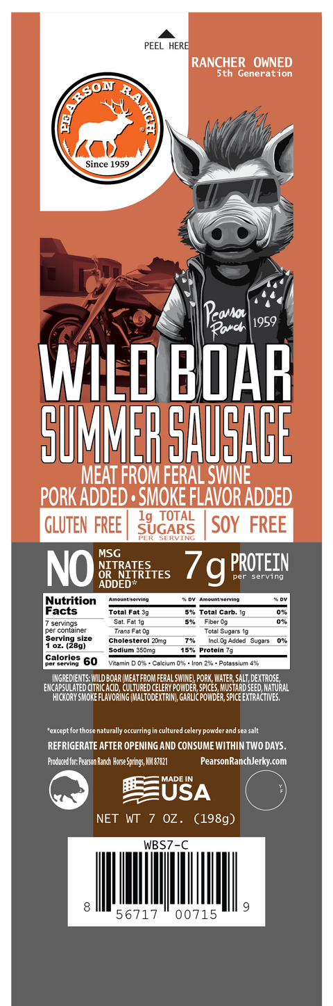 Wholesale Wild Boar Summer Sausage 7oz - (order in EACH quantities)
