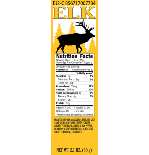 The City Slicker - Elk Variety Pack Jerky Bag Nutrition Facts