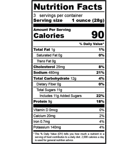 Hot & Sweet Beef Jerky - 3 oz Nutrition Facts