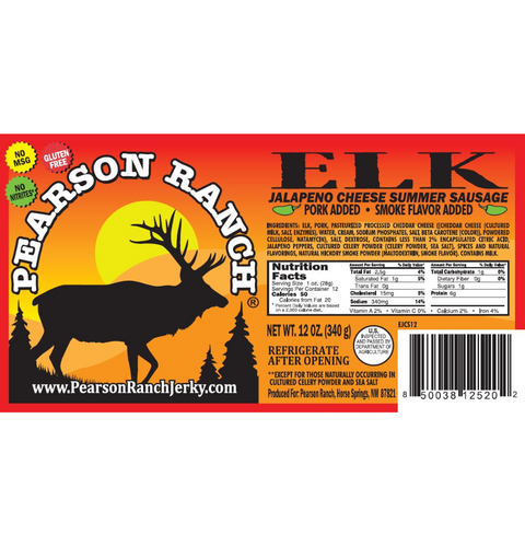 Jalapeno & Cheese Elk Summer Sausage Nutrition & Ingridients