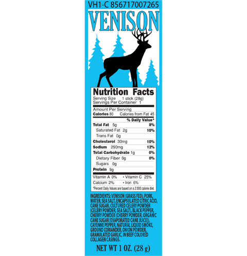 Venison Snack Stick Nutrition Facts