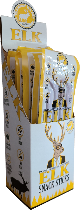 Wholesale Elk Hickory Smoked Snack Sticks - 6 count multi-pack caddy - Pearson Ranch Jerky