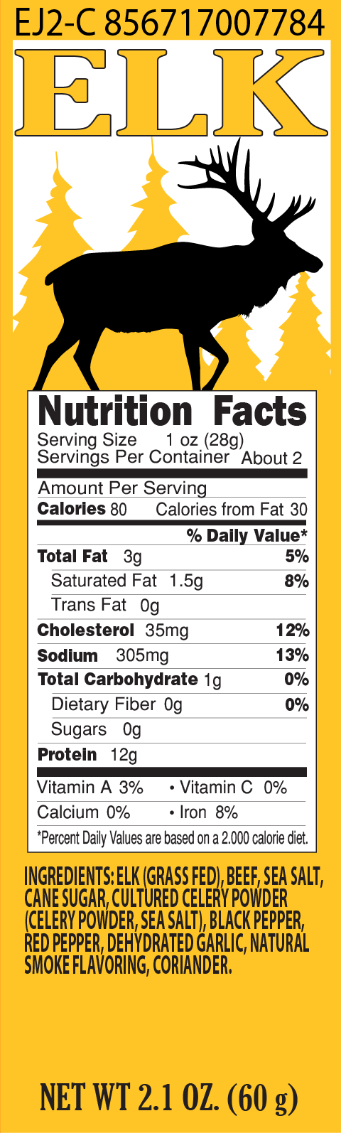 Wholesale Elk Jerky Display Tray - 12 each 2.1oz Resealable Bags - Pearson Ranch Jerky