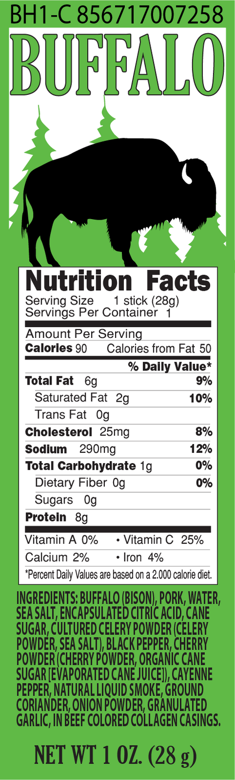 Greenhorn Sampler - Buffalo Snack Stick Nutrition Facts