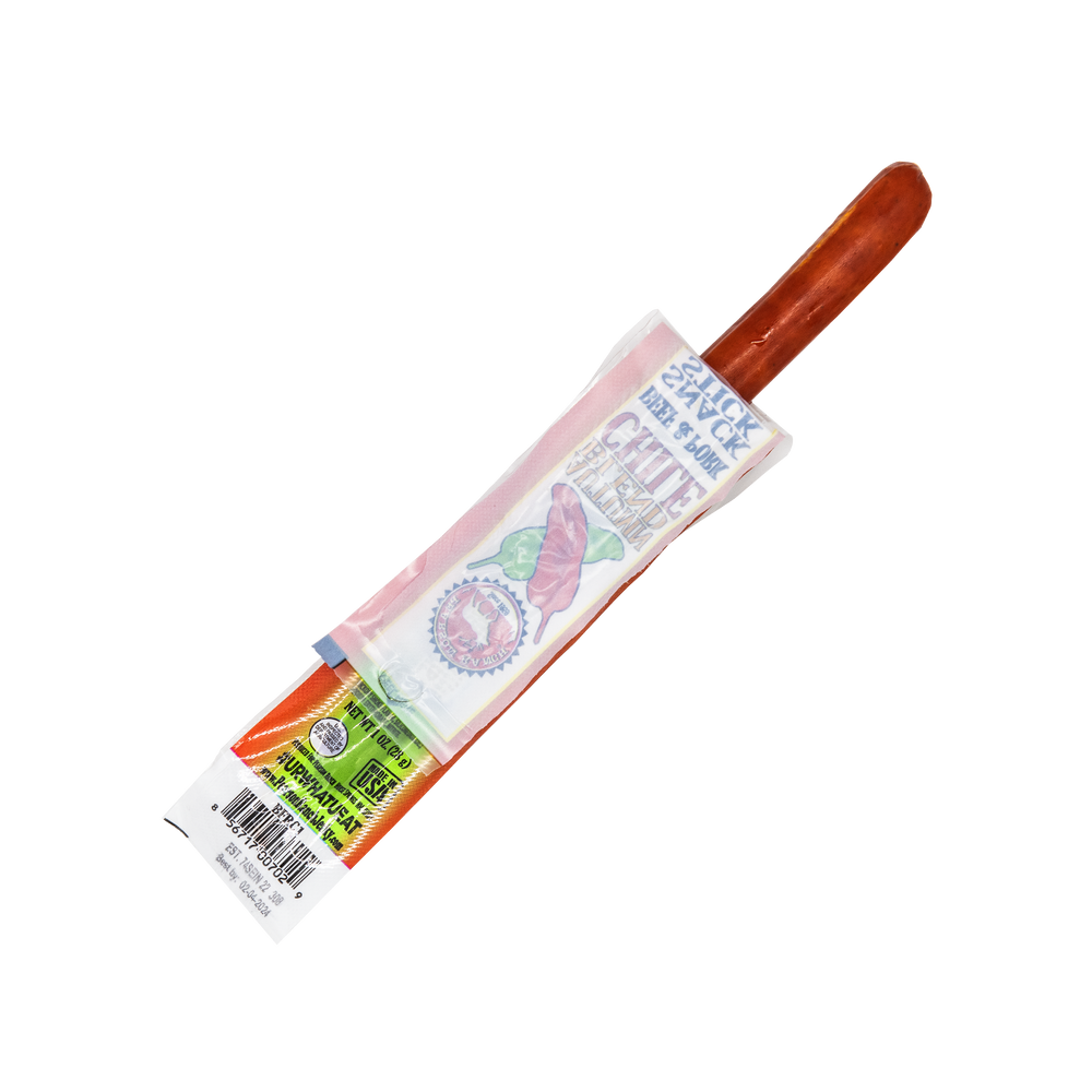 
                  
                    Green Chile and Autumn Blend Chile Beef & Pork Snack Sticks (12 pack) - Pearson Ranch Jerky
                  
                